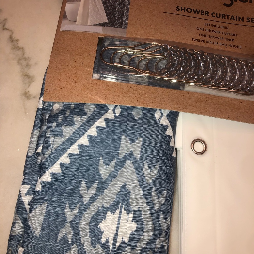 💙 Wrangler Geometric shower curtain set - Blue